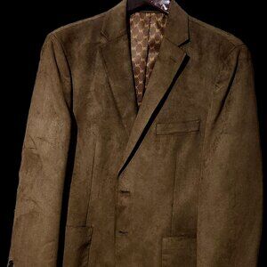 Michael Kors Single Breasted Brown Faux Suede Suit Jacket
